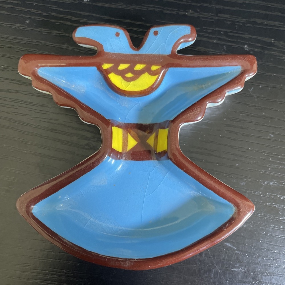Vintage SIMS Thunderbird Pottery Ashtray Southwestern Native Style USA